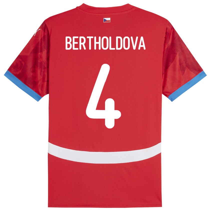 Kandiny Kinder Tschechien Petra Bertholdová #4 Rot Heimtrikot Trikot 24-26 T-Shirt