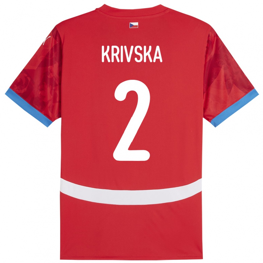 Kandiny Kinder Tschechien Karolína Křivská #2 Rot Heimtrikot Trikot 24-26 T-Shirt