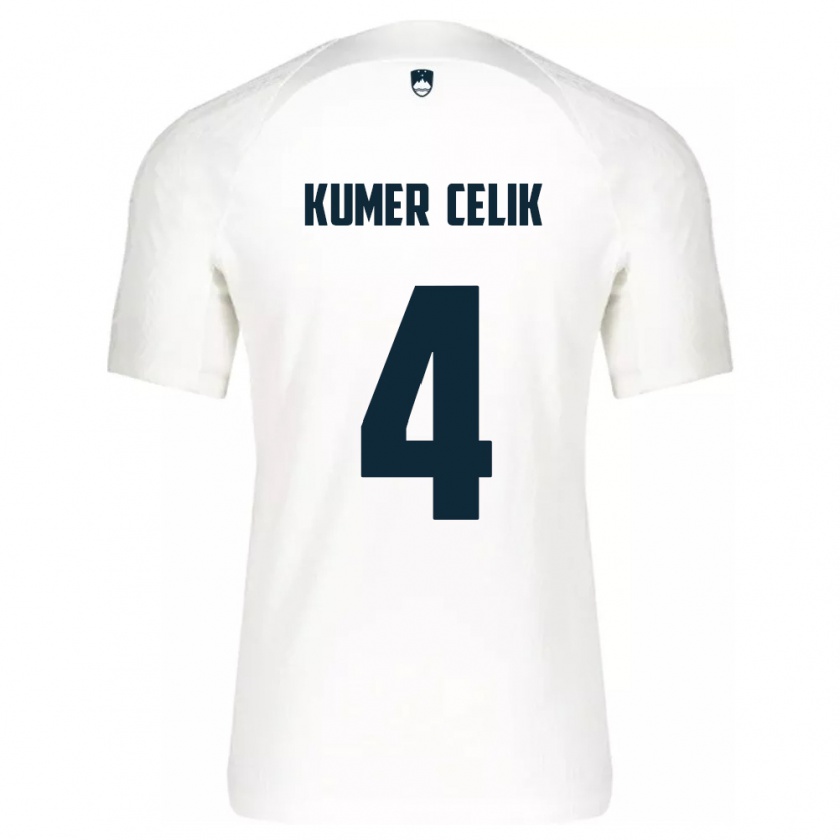 Kandiny Kinder Slowenien An Kumer Celik #4 Weiß Heimtrikot Trikot 24-26 T-Shirt