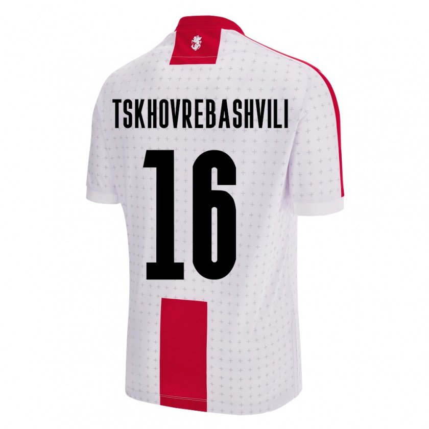 Kandiny Kinder Georgien Nikoloz Tskhovrebashvili #16 Weiß Heimtrikot Trikot 24-26 T-Shirt