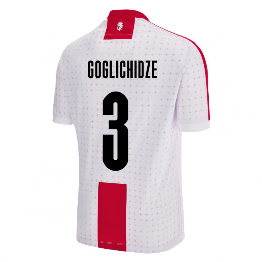 Kandiny Kinder Georgien Saba Goglichidze #3 Weiß Heimtrikot Trikot 24-26 T-Shirt