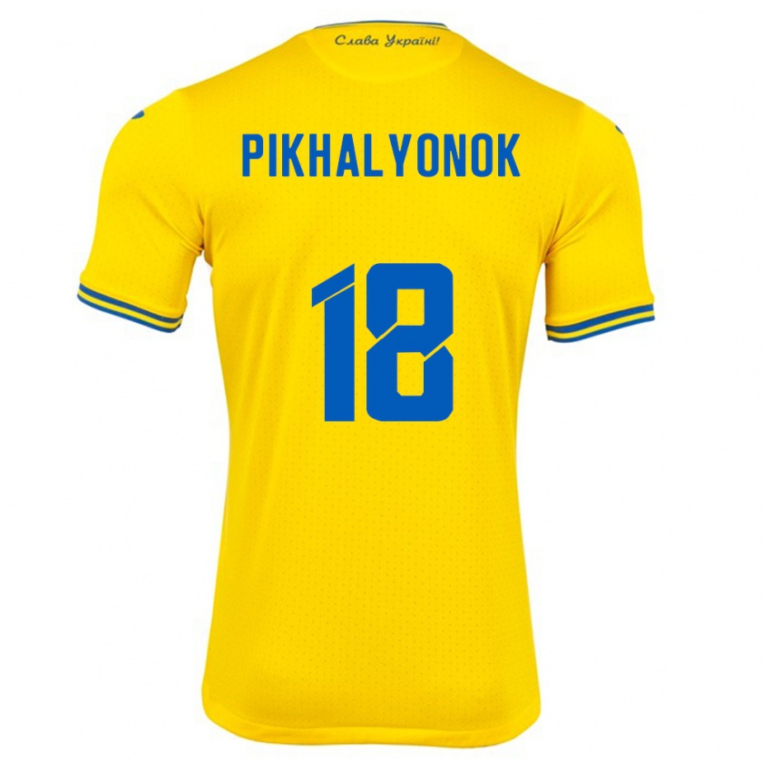 Kandiny Kinder Ukraine Oleksandr Pikhalyonok #18 Gelb Heimtrikot Trikot 24-26 T-Shirt