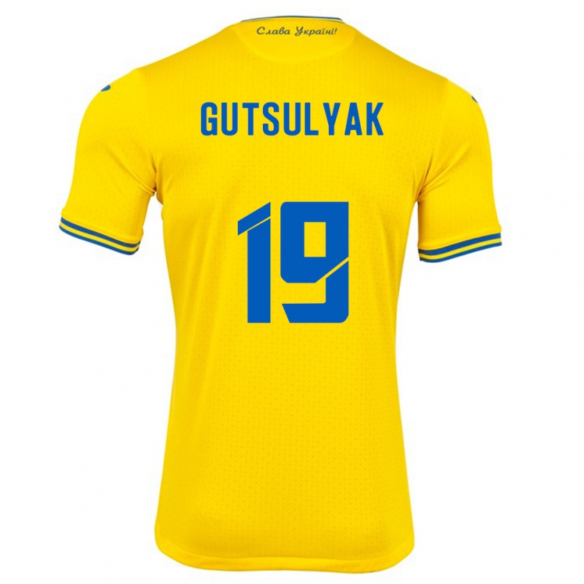 Kandiny Kinder Ukraine Oleksiy Gutsulyak #19 Gelb Heimtrikot Trikot 24-26 T-Shirt