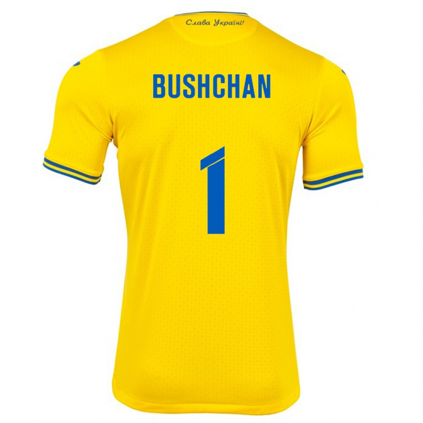 Kandiny Kinder Ukraine Georgiy Bushchan #1 Gelb Heimtrikot Trikot 24-26 T-Shirt