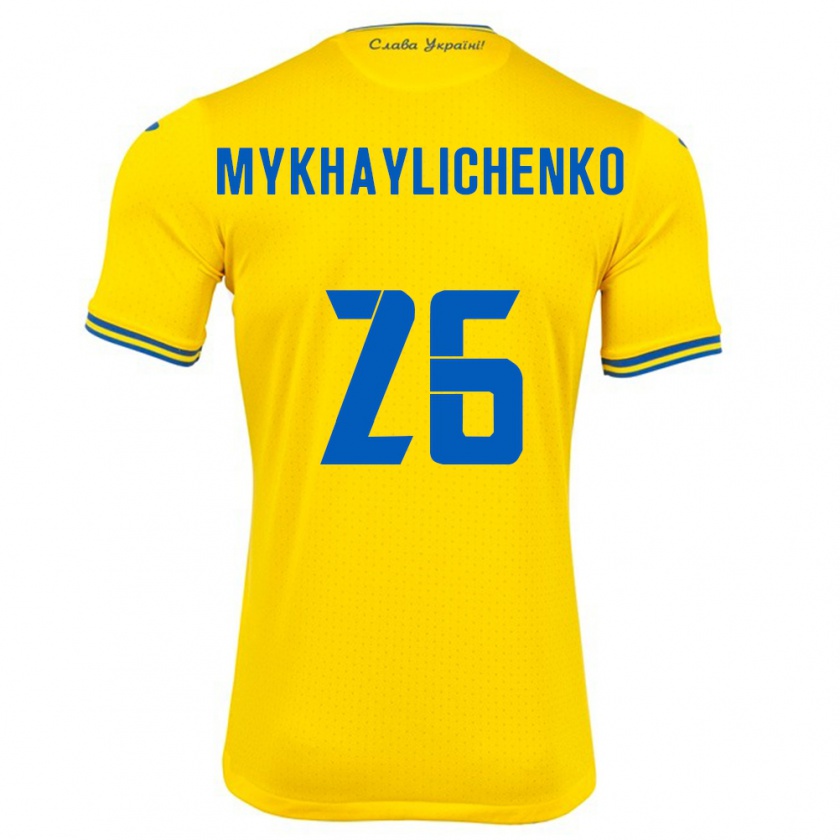 Kandiny Kinder Ukraine Bogdan Mykhaylichenko #26 Gelb Heimtrikot Trikot 24-26 T-Shirt