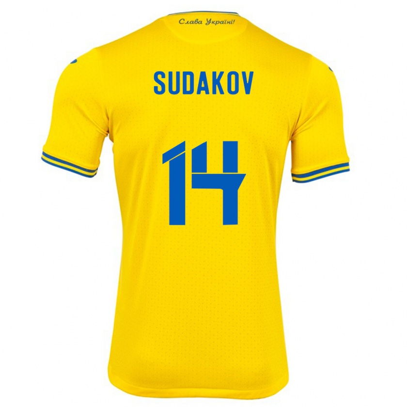 Kandiny Kinder Ukraine Georgiy Sudakov #14 Gelb Heimtrikot Trikot 24-26 T-Shirt