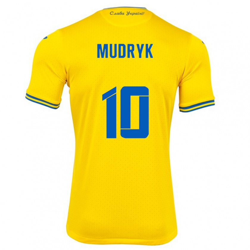 Kandiny Kinder Ukraine Mykhaylo Mudryk #10 Gelb Heimtrikot Trikot 24-26 T-Shirt