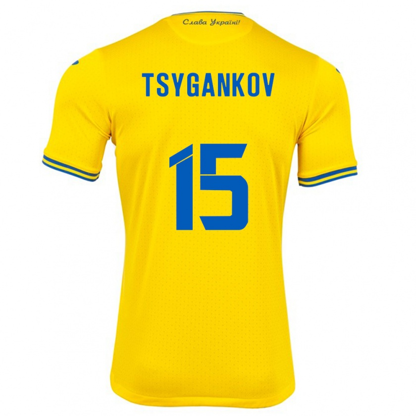 Kandiny Kinder Ukraine Viktor Tsygankov #15 Gelb Heimtrikot Trikot 24-26 T-Shirt