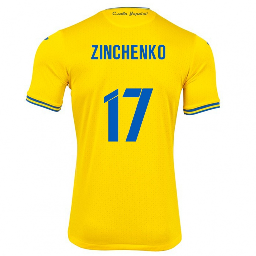 Kandiny Kinder Ukraine Oleksandr Zinchenko #17 Gelb Heimtrikot Trikot 24-26 T-Shirt