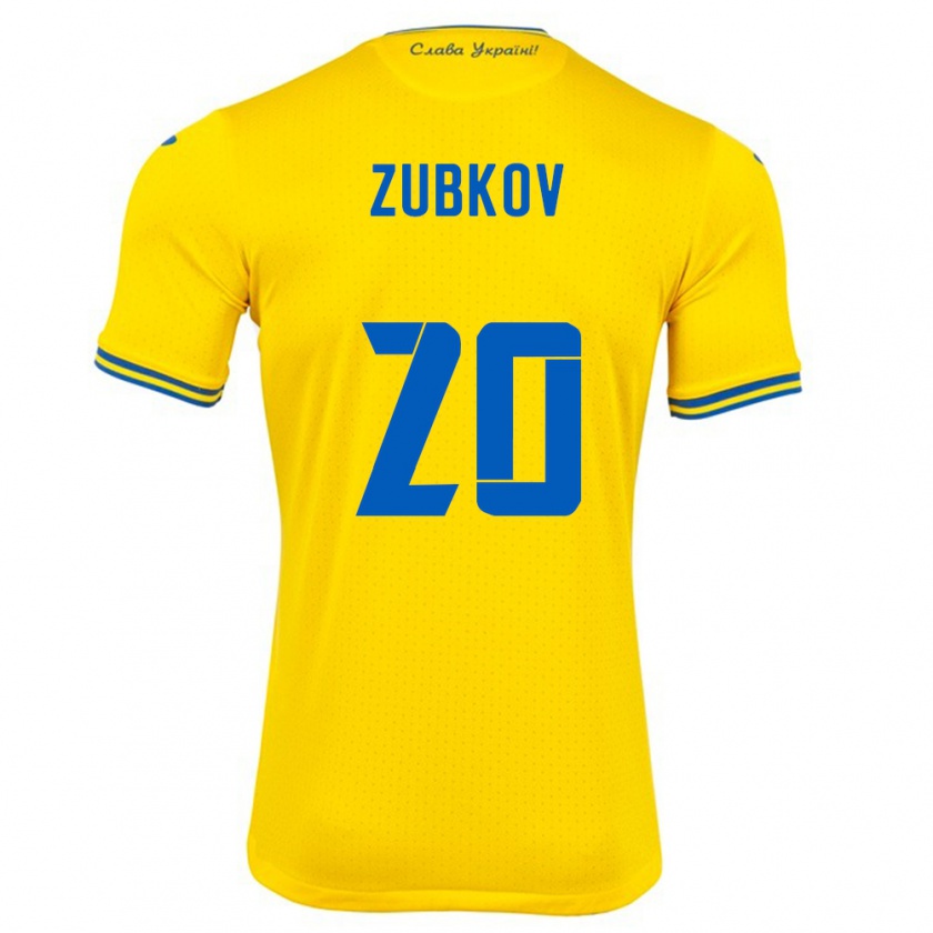 Kandiny Kinder Ukraine Oleksandr Zubkov #20 Gelb Heimtrikot Trikot 24-26 T-Shirt