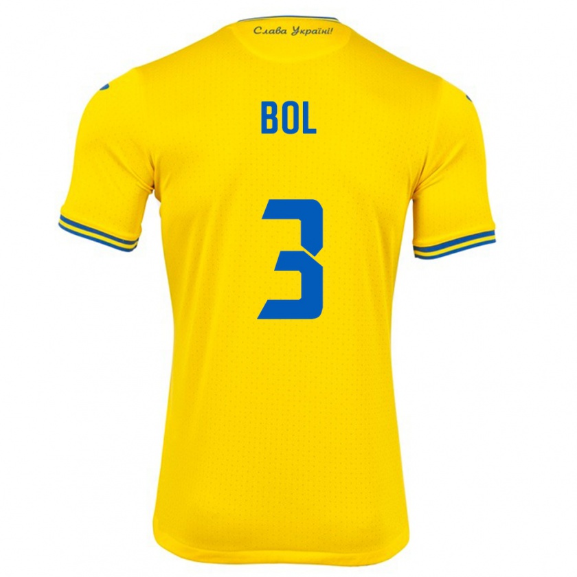 Kandiny Kinder Ukraine Anton Bol #3 Gelb Heimtrikot Trikot 24-26 T-Shirt