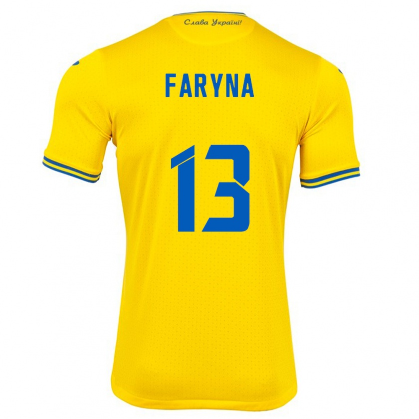 Kandiny Kinder Ukraine Maryan Faryna #13 Gelb Heimtrikot Trikot 24-26 T-Shirt