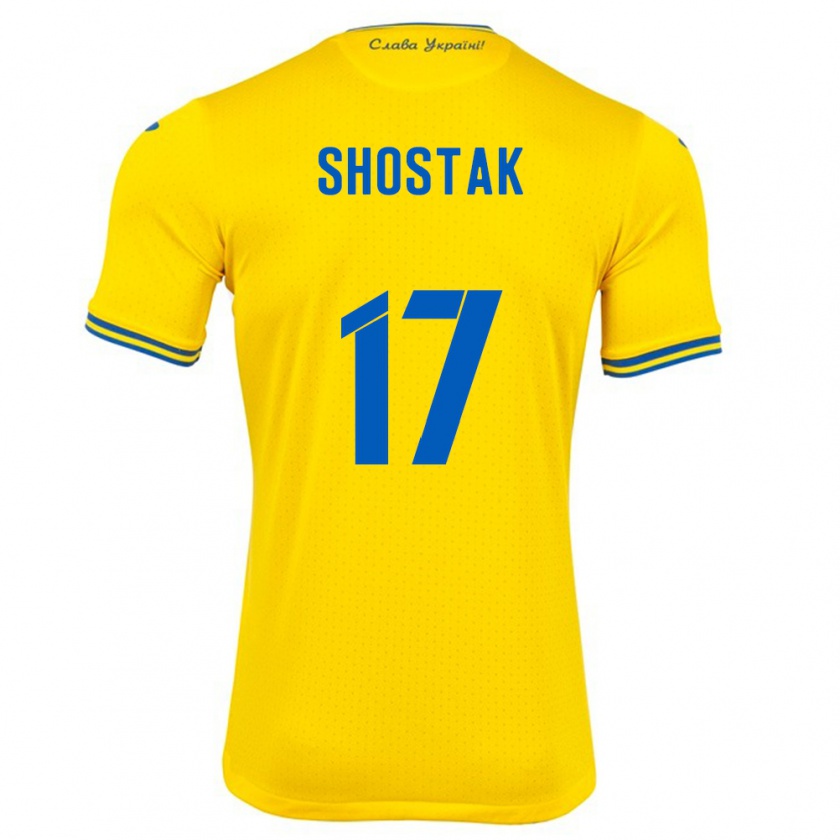 Kandiny Kinder Ukraine Denys Shostak #17 Gelb Heimtrikot Trikot 24-26 T-Shirt