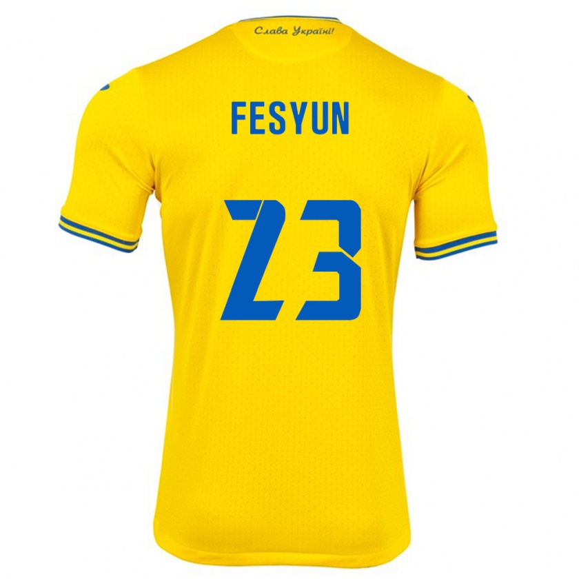 Kandiny Kinder Ukraine Kiril Fesyun #23 Gelb Heimtrikot Trikot 24-26 T-Shirt