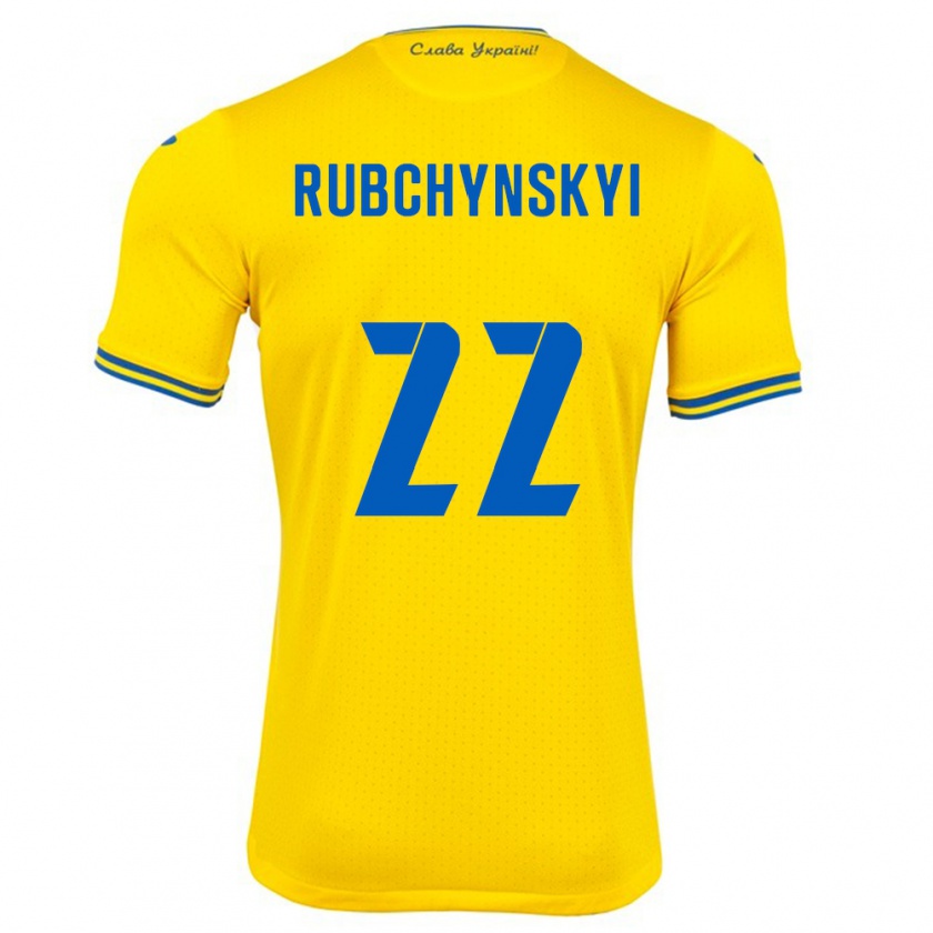 Kandiny Kinder Ukraine Valentyn Rubchynskyi #22 Gelb Heimtrikot Trikot 24-26 T-Shirt