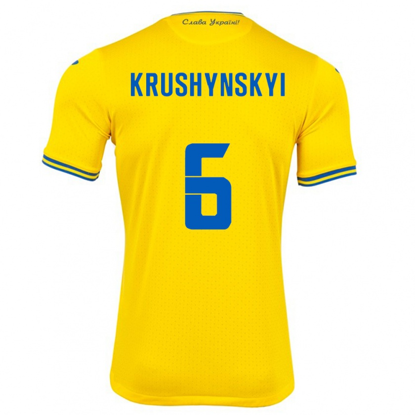 Kandiny Kinder Ukraine Borys Krushynskyi #6 Gelb Heimtrikot Trikot 24-26 T-Shirt