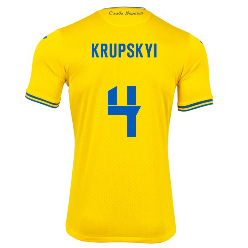 Kandiny Kinder Ukraine Ilya Krupskyi #4 Gelb Heimtrikot Trikot 24-26 T-Shirt