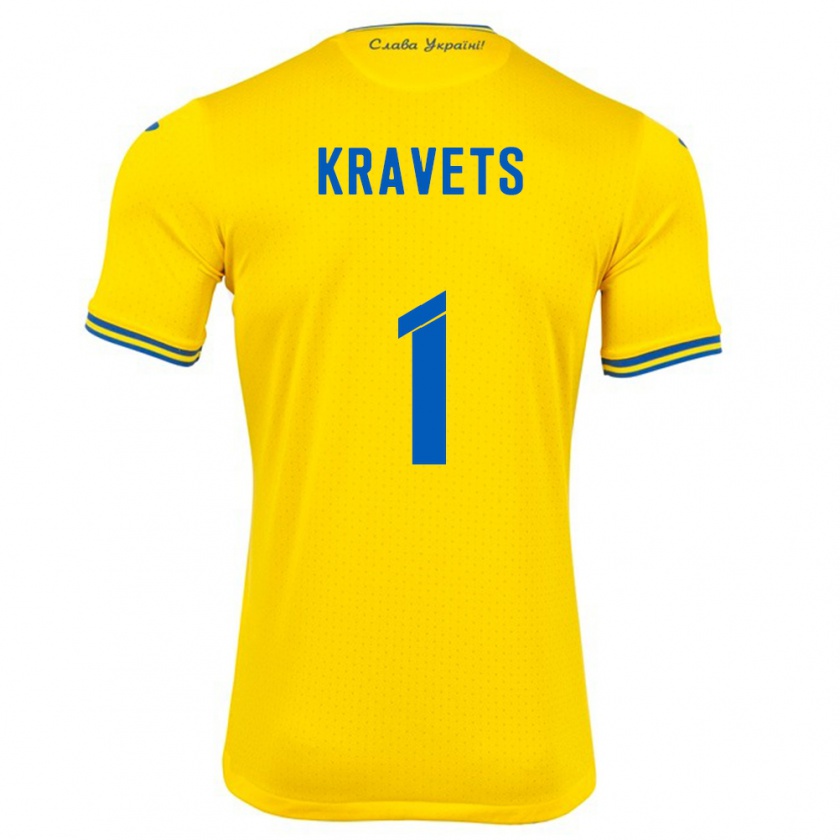 Kandiny Kinder Ukraine Vladyslav Kravets #1 Gelb Heimtrikot Trikot 24-26 T-Shirt