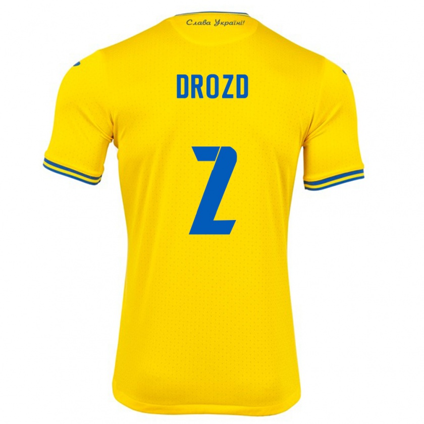 Kandiny Kinder Ukraine Anton Drozd #2 Gelb Heimtrikot Trikot 24-26 T-Shirt