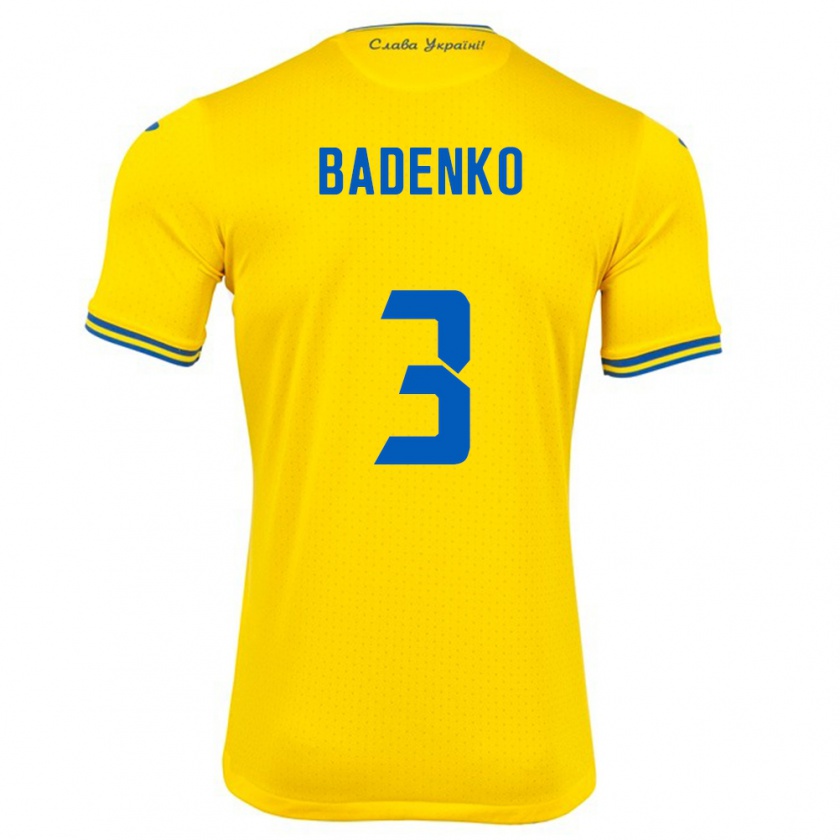 Kandiny Kinder Ukraine Ilya Badenko #3 Gelb Heimtrikot Trikot 24-26 T-Shirt