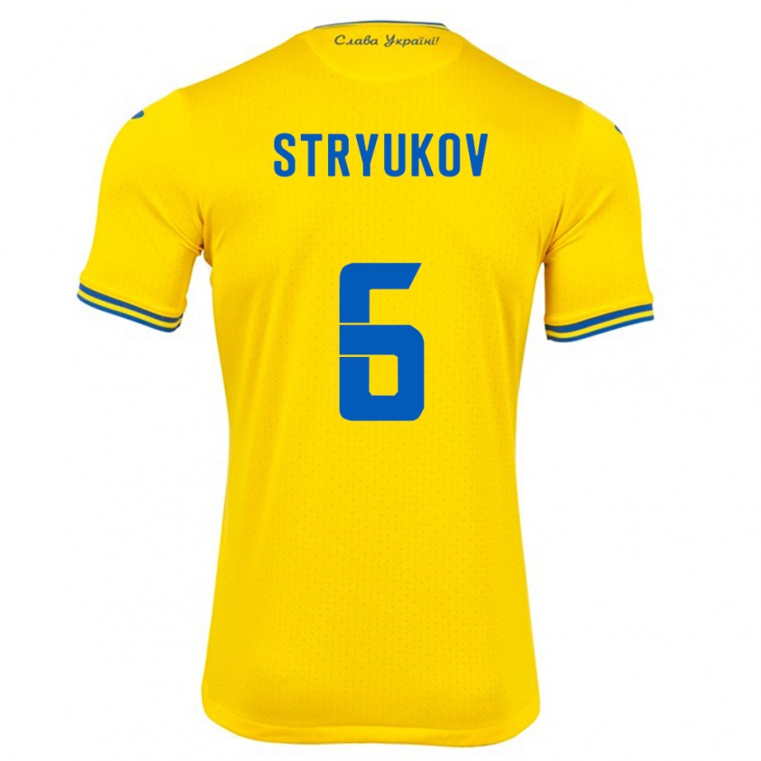 Kandiny Kinder Ukraine Maksym Stryukov #6 Gelb Heimtrikot Trikot 24-26 T-Shirt