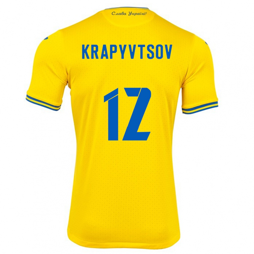 Kandiny Kinder Ukraine Vladyslav Krapyvtsov #12 Gelb Heimtrikot Trikot 24-26 T-Shirt