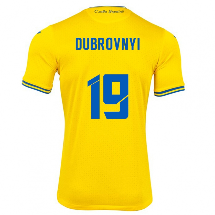 Kandiny Kinder Ukraine Mykhaylo Dubrovnyi #19 Gelb Heimtrikot Trikot 24-26 T-Shirt