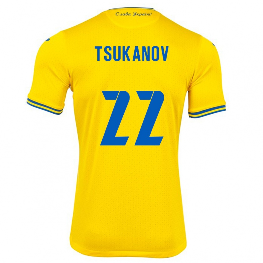 Kandiny Kinder Ukraine Viktor Tsukanov #22 Gelb Heimtrikot Trikot 24-26 T-Shirt