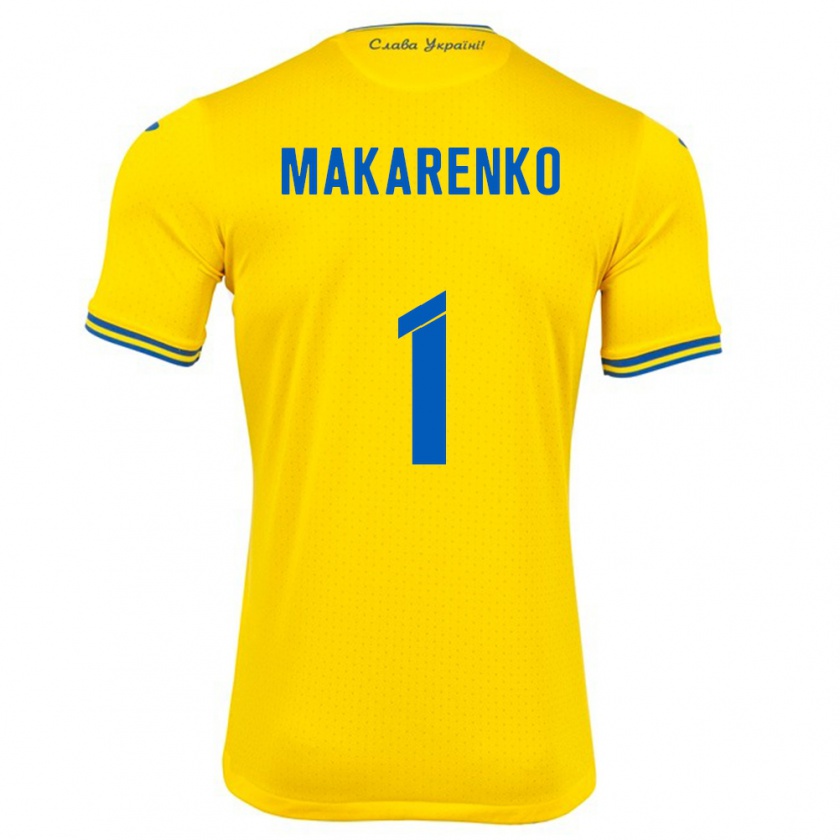 Kandiny Kinder Ukraine Nazar Makarenko #1 Gelb Heimtrikot Trikot 24-26 T-Shirt