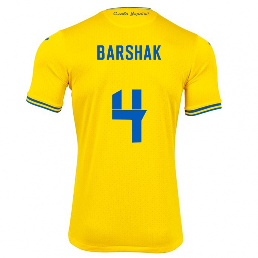 Kandiny Kinder Ukraine Maksym Barshak #4 Gelb Heimtrikot Trikot 24-26 T-Shirt