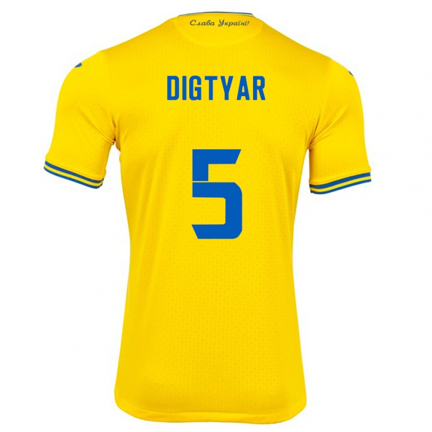 Kandiny Kinder Ukraine Kyrylo Digtyar #5 Gelb Heimtrikot Trikot 24-26 T-Shirt