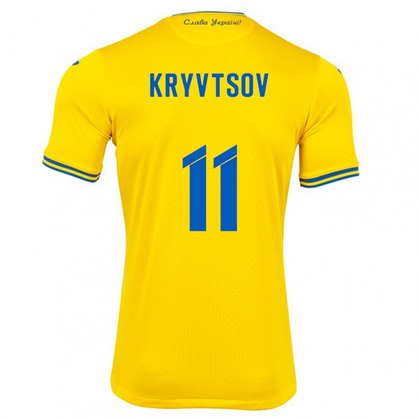 Kandiny Kinder Ukraine Nikita Kryvtsov #11 Gelb Heimtrikot Trikot 24-26 T-Shirt