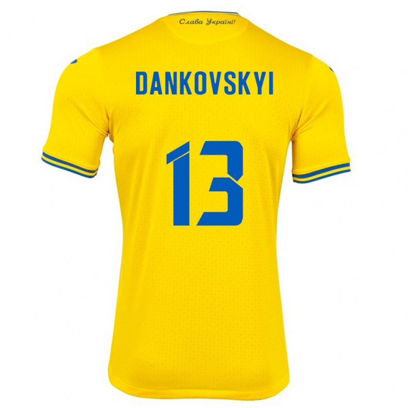 Kandiny Kinder Ukraine Yegor Dankovskyi #13 Gelb Heimtrikot Trikot 24-26 T-Shirt