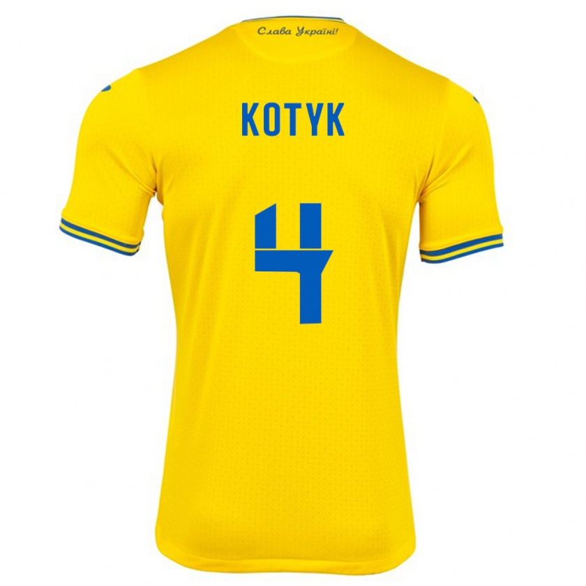 Kandiny Kinder Ukraine Yana Kotyk #4 Gelb Heimtrikot Trikot 24-26 T-Shirt