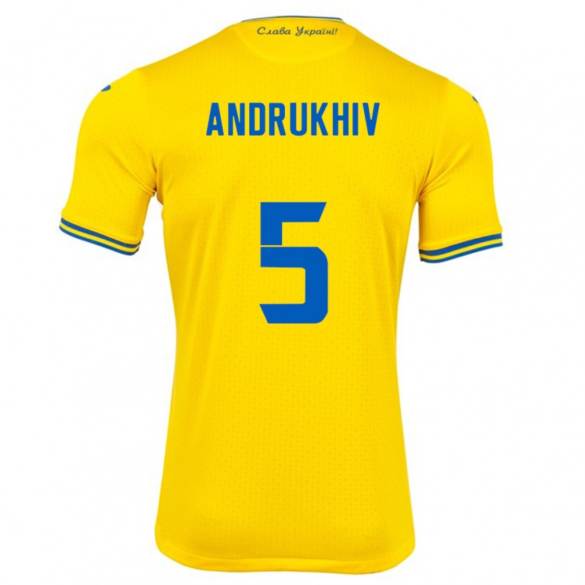 Kandiny Kinder Ukraine Veronika Andrukhiv #5 Gelb Heimtrikot Trikot 24-26 T-Shirt