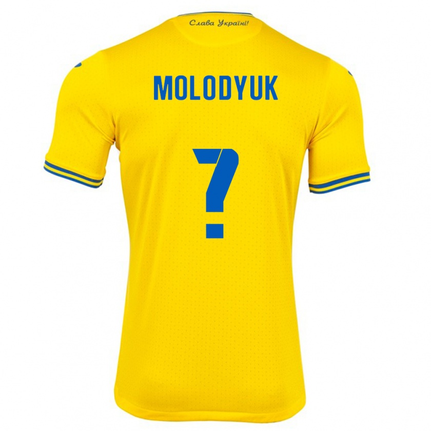 Kandiny Kinder Ukraine Yelyzaveta Molodyuk #0 Gelb Heimtrikot Trikot 24-26 T-Shirt