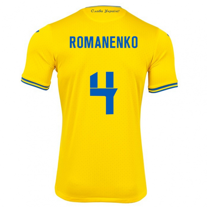 Kandiny Kinder Ukraine Tetyana Romanenko #4 Gelb Heimtrikot Trikot 24-26 T-Shirt