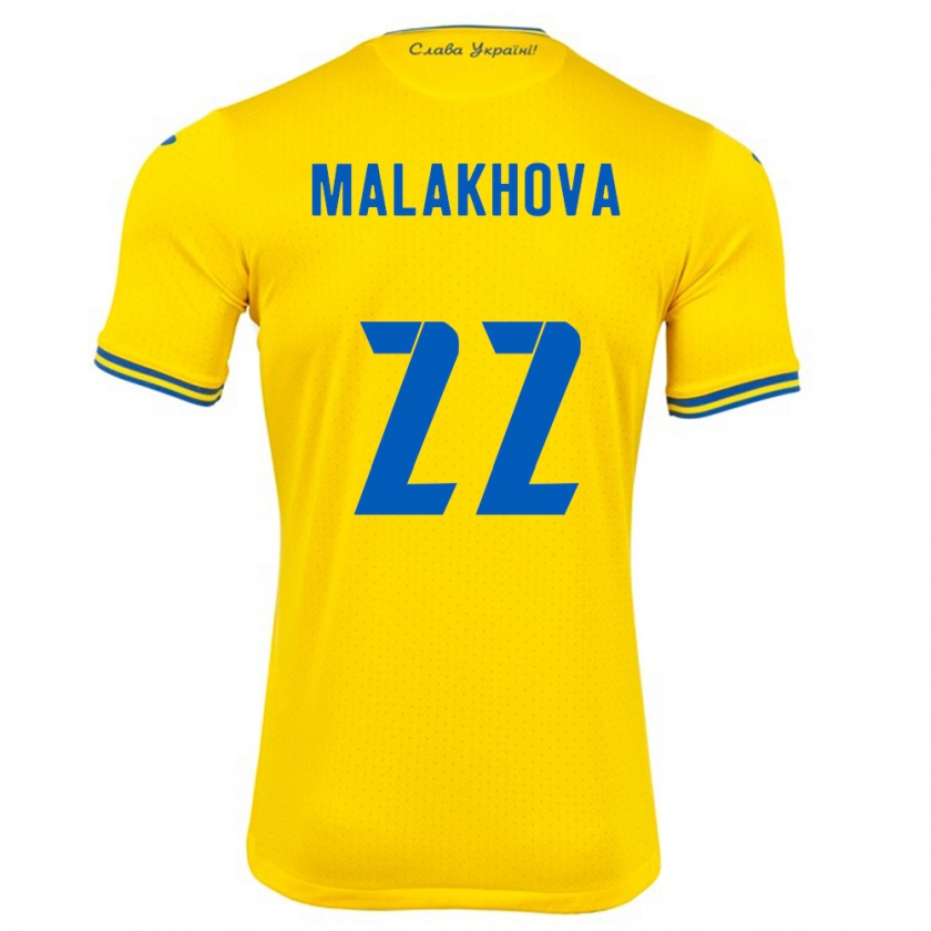 Kandiny Kinder Ukraine Yana Malakhova #22 Gelb Heimtrikot Trikot 24-26 T-Shirt