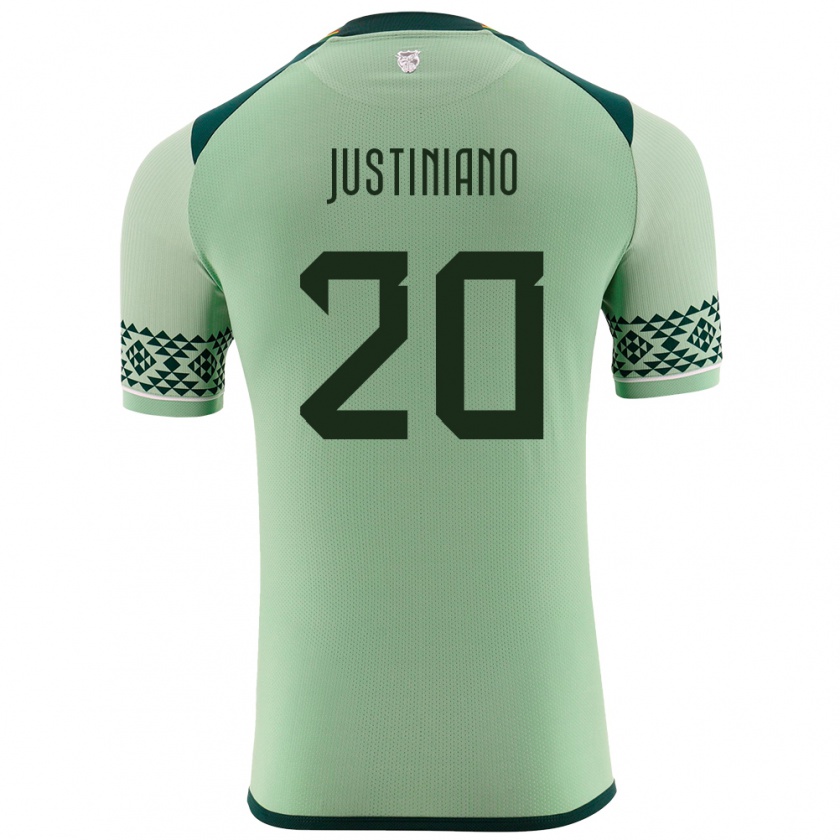 Kandiny Kinder Bolivien Leonardo Justiniano #20 Hellgrün Heimtrikot Trikot 24-26 T-Shirt