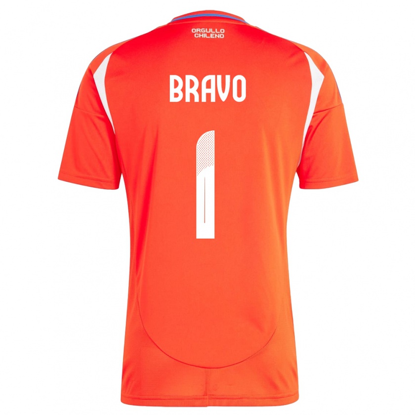 Kandiny Kinder Chile Claudio Bravo #1 Rot Heimtrikot Trikot 24-26 T-Shirt