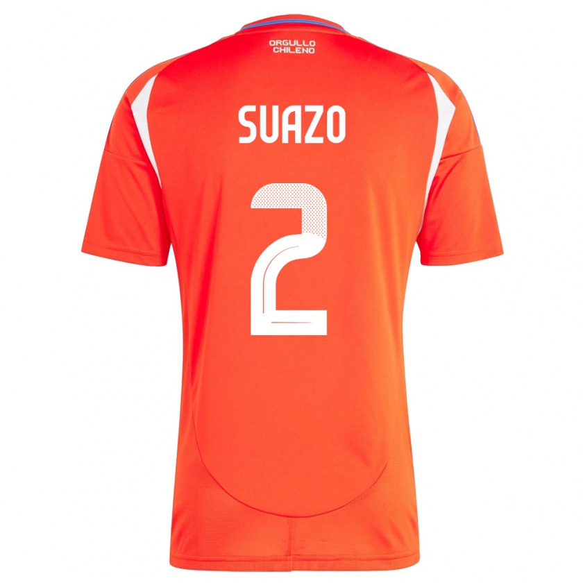 Kandiny Kinder Chile Gabriel Suazo #2 Rot Heimtrikot Trikot 24-26 T-Shirt