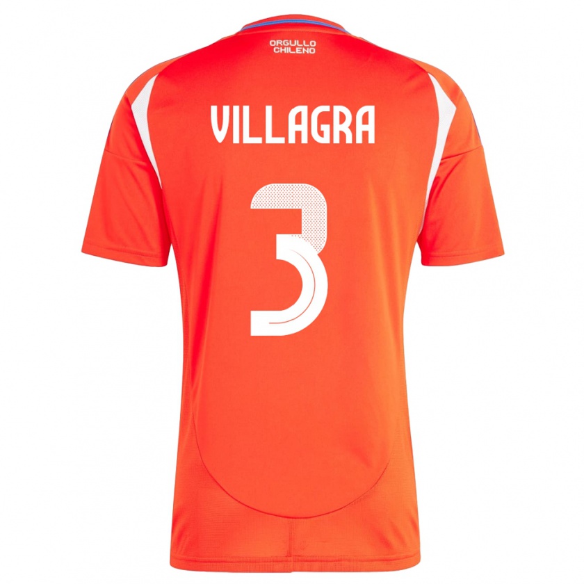 Kandiny Kinder Chile Jonathan Villagra #3 Rot Heimtrikot Trikot 24-26 T-Shirt