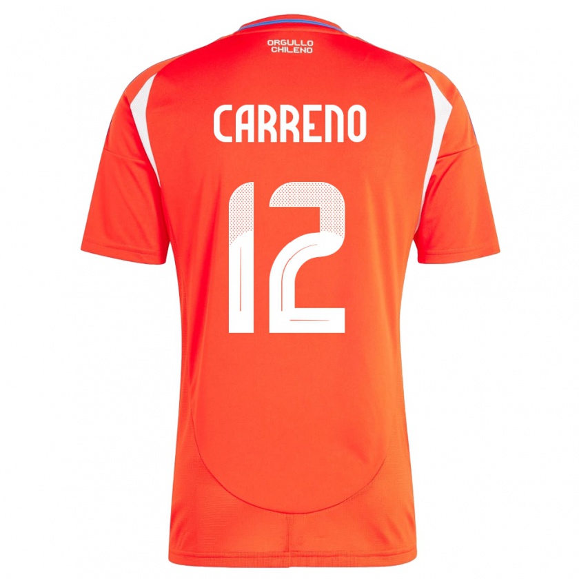 Kandiny Kinder Chile Diego Carreño #12 Rot Heimtrikot Trikot 24-26 T-Shirt