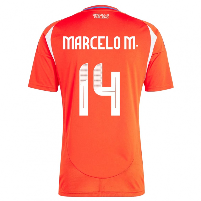 Kandiny Kinder Chile Marcelo Morales #14 Rot Heimtrikot Trikot 24-26 T-Shirt