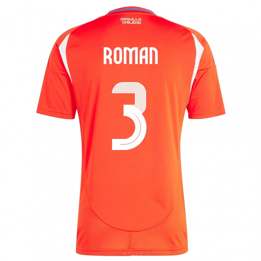 Kandiny Kinder Chile Iván Román #3 Rot Heimtrikot Trikot 24-26 T-Shirt