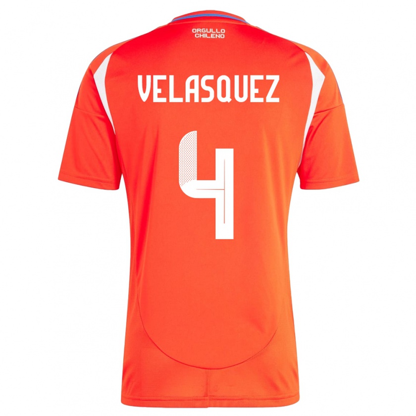 Kandiny Kinder Chile Lucas Velásquez #4 Rot Heimtrikot Trikot 24-26 T-Shirt