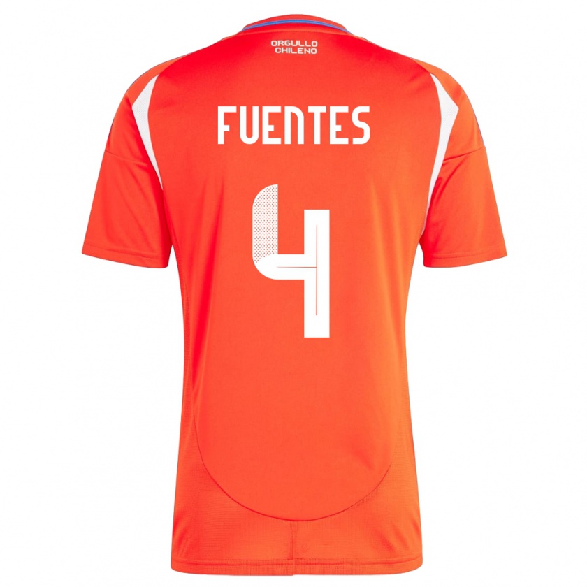 Kandiny Kinder Chile Karen Fuentes #4 Rot Heimtrikot Trikot 24-26 T-Shirt