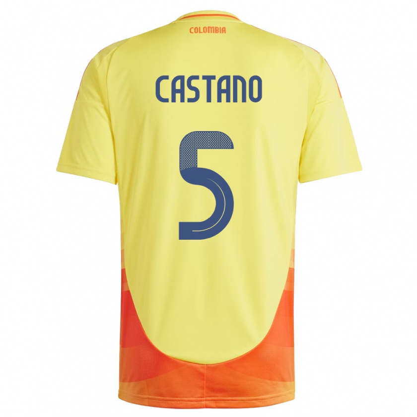 Kandiny Kinder Kolumbien Kevin Castaño #5 Gelb Heimtrikot Trikot 24-26 T-Shirt