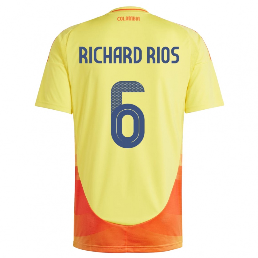 Kandiny Kinder Kolumbien Richard Ríos #6 Gelb Heimtrikot Trikot 24-26 T-Shirt