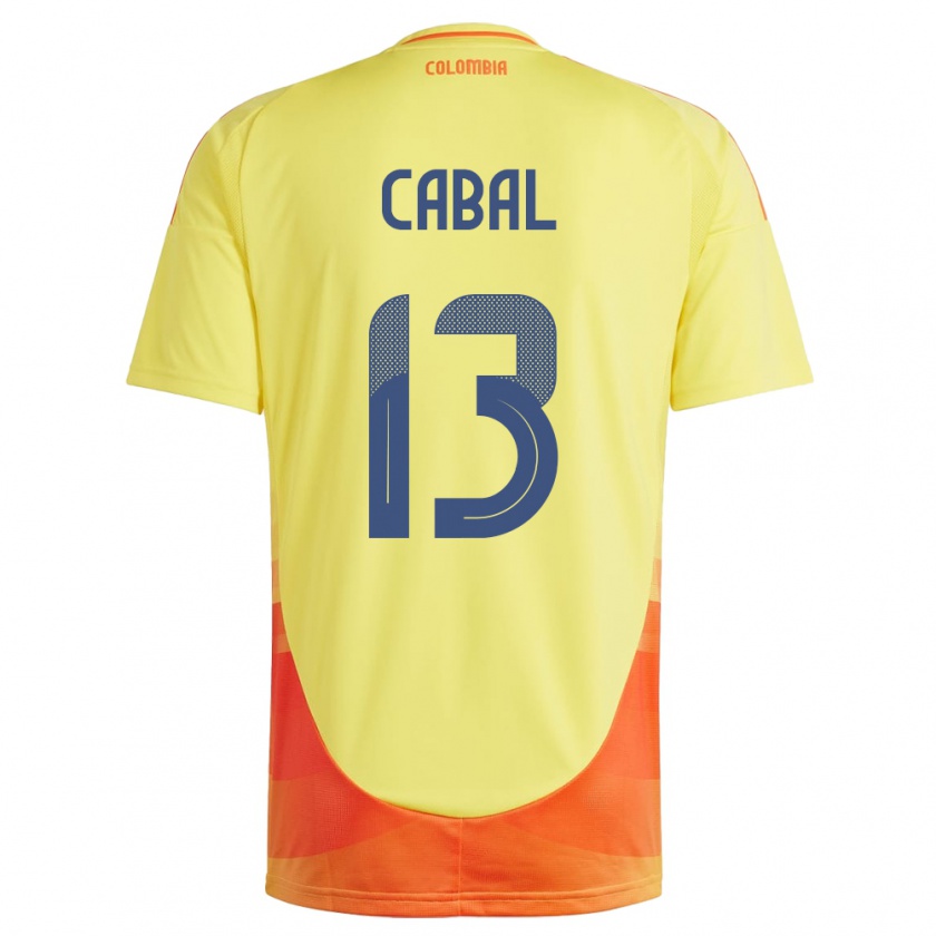 Kandiny Kinder Kolumbien Juan Cabal #13 Gelb Heimtrikot Trikot 24-26 T-Shirt